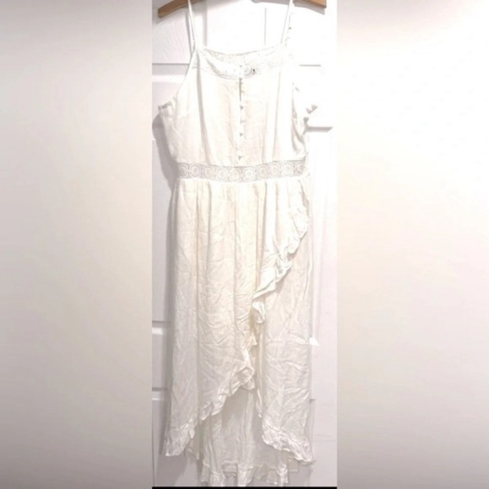 Yoins your inspiration white sun dress wedding lined zipper ruffles strappyUSXL